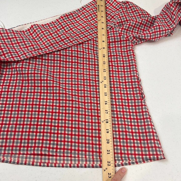 C/Meo Collective Counting All Top Med 6 Red Multi One Shoulder Plaid Tie Waist - Picture 9 of 10